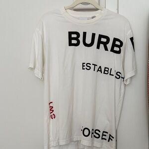 Burberry White T-Shirt with Black and Red Text